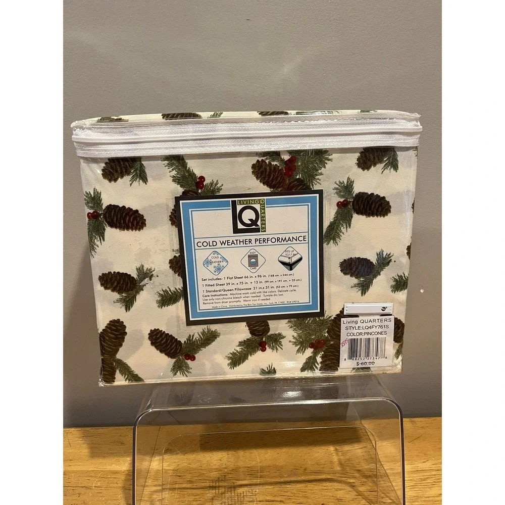Living Quarters Cold Weather Performance  Twin Sheet Set Microfiber Holiday Pine